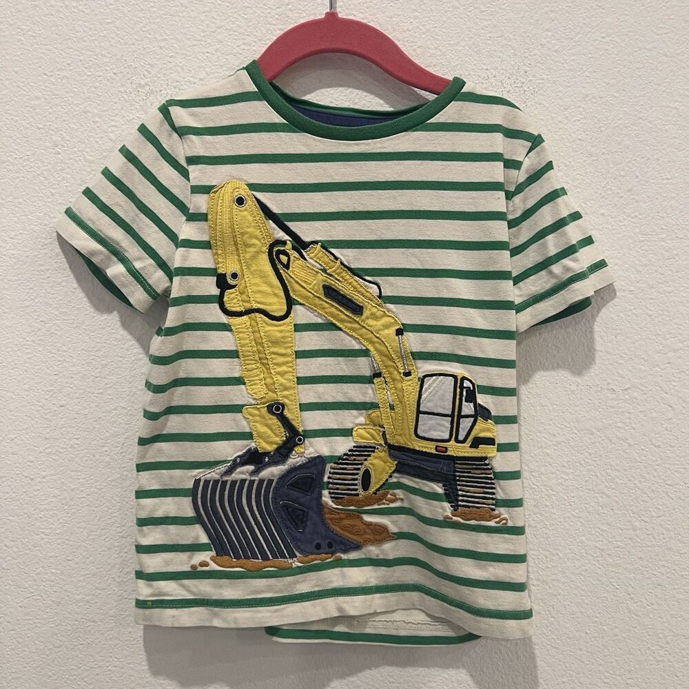 Mini Boden Awesome Boys Cotton Digger Appliqué Shirt. Size 4-5 Years